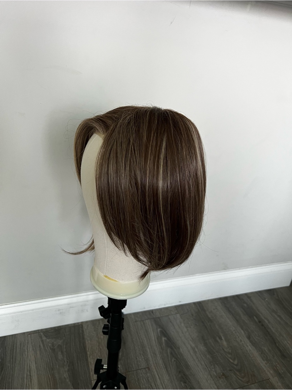13” Layered Bob Lace Front Wig in Light Brown with Subtle Highlights